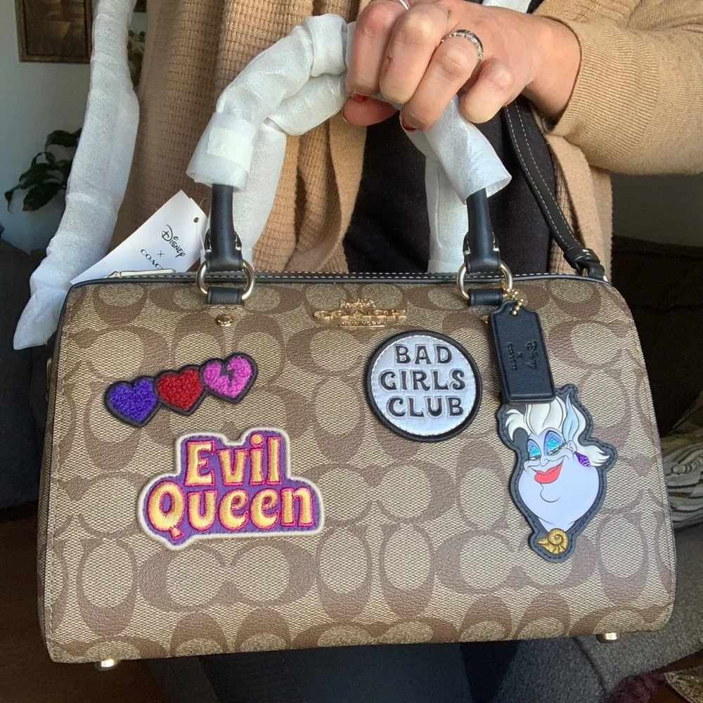 Authentic COACH Signature canvas/Smooth leather DisneyX  top zip Satchel/Crosby - Picture 1 of 16